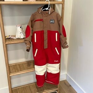 Binky bro red and tan kids snowsuit